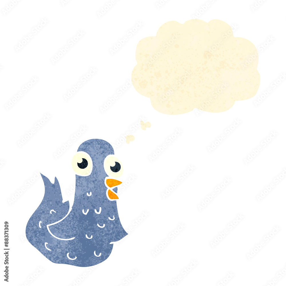Obraz premium retro cartoon bird with thought bubble