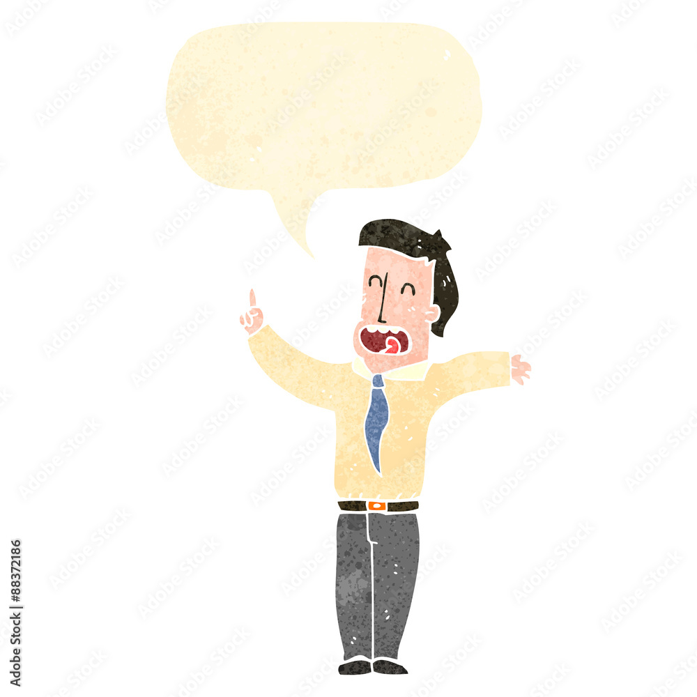 retro cartoon office man giving orders