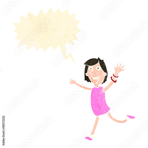 retro cartoon excited woman