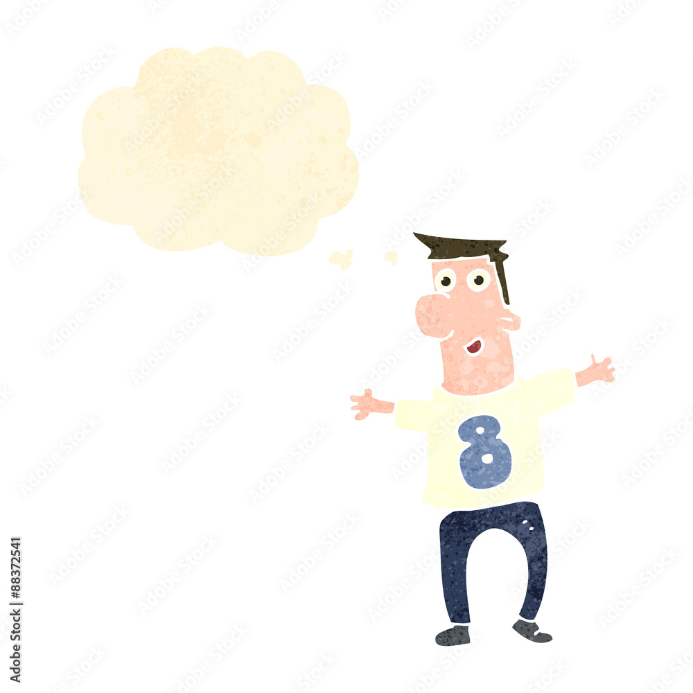 retro cartoon man wearing shirt number eight retro cartoon man wearing shirt number eight