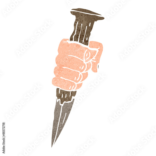 retro cartoon vampire stake