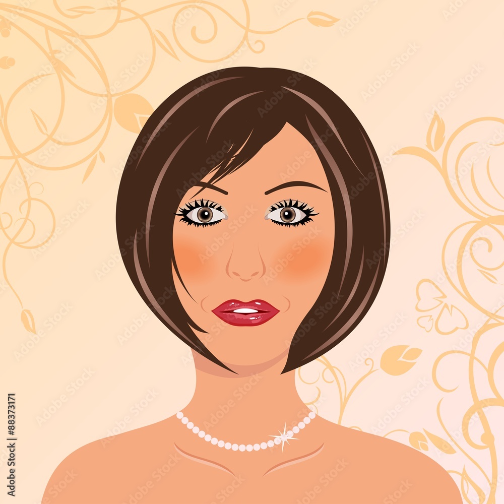 beautiful girl's face with floral background