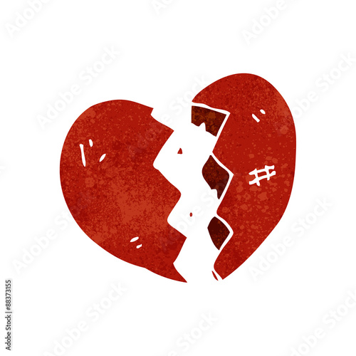 retro cartoon broken heart symbol