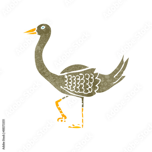 retro cartoon ostrich