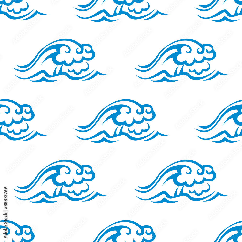 Seamless pattern of blue sea waves