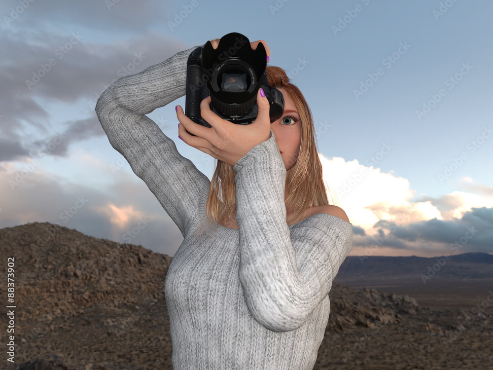 Fototapeta premium 女性カメラマン