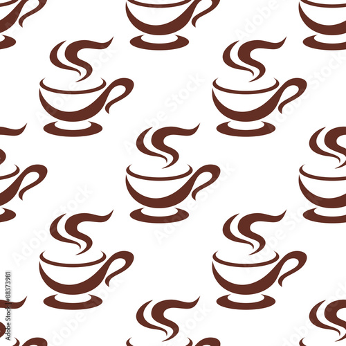 Seamless steaming cappuccino cups pattern