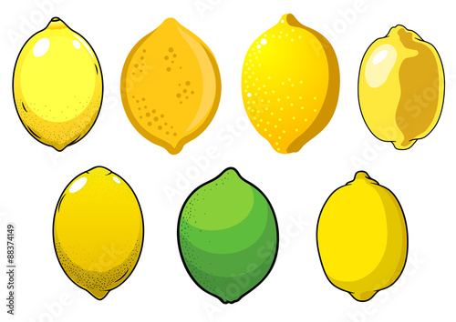 Juicy fresh lemons and lime fruits