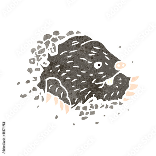 retro cartoon digging mole