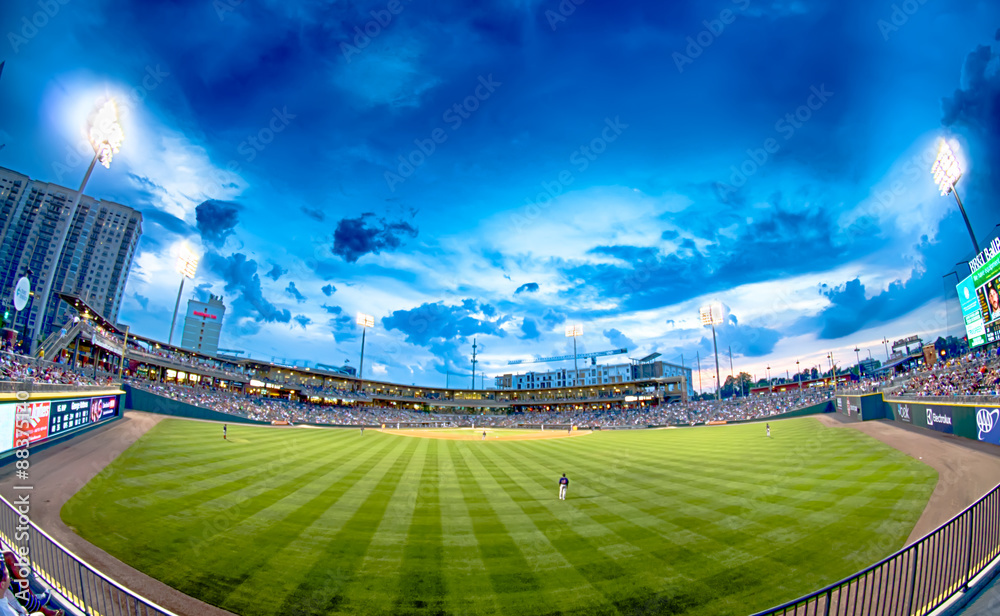 charlotte north carolina city skyline from bbt ballpark Stock Photo