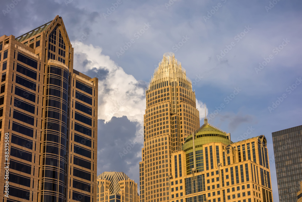 Naklejka premium charlotte north carolina city skyline from bbt ballpark