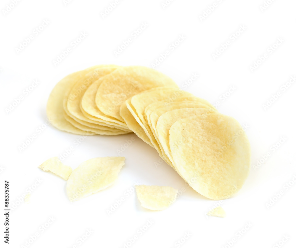 potato chips isolated on white background potato chips isolated on white background