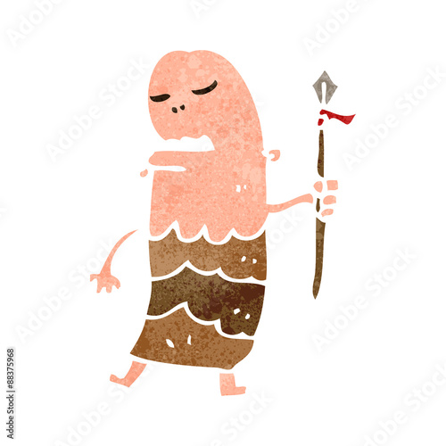 retro cartoon tribal man
