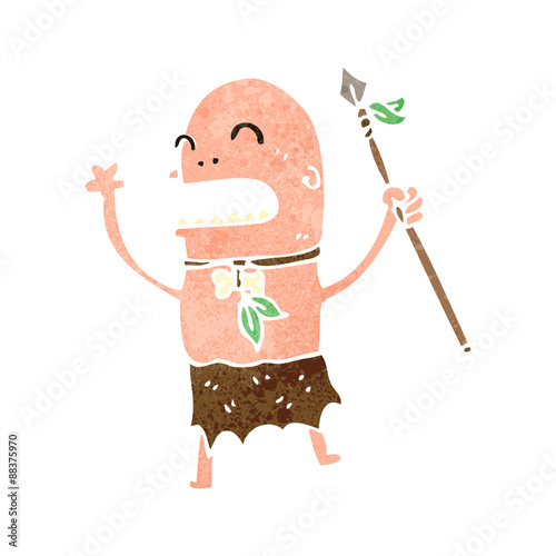 retro cartoon tribal man
