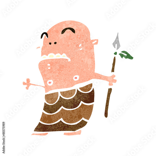 retro cartoon tribal man