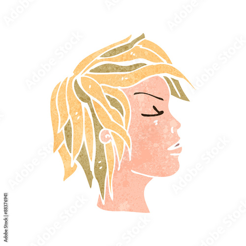 retro cartoon blond face from side