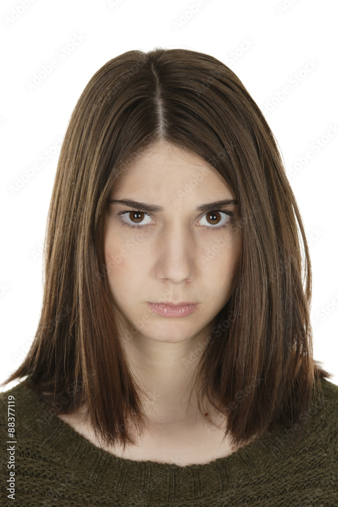 Naklejka premium A beautiful young woman is upset.