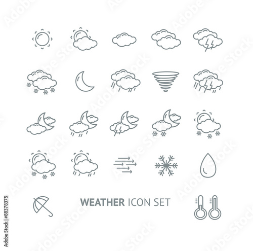 Vector outline weather icon black and white