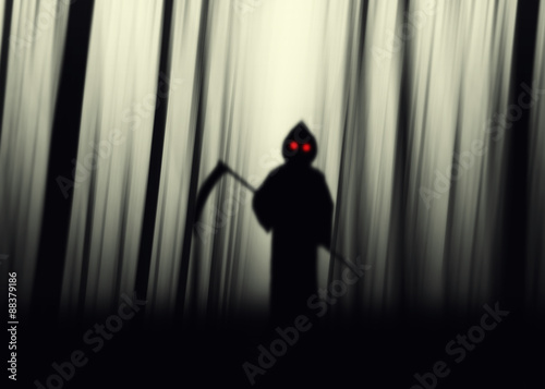 Grim Reaper silhouettes halloween abstract background.