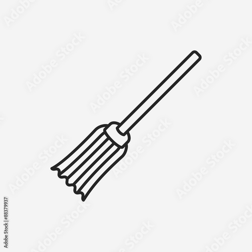 Magic broom line icon