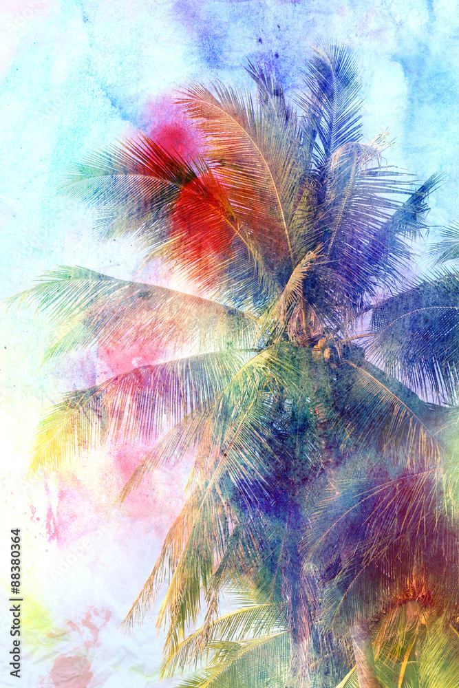 Fototapeta premium Beautiful watercolor palm trees