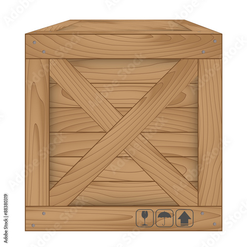Vector of brown wooden box on white