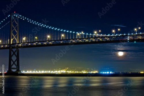 Moon Rising Under San Francisco Bay Bridge