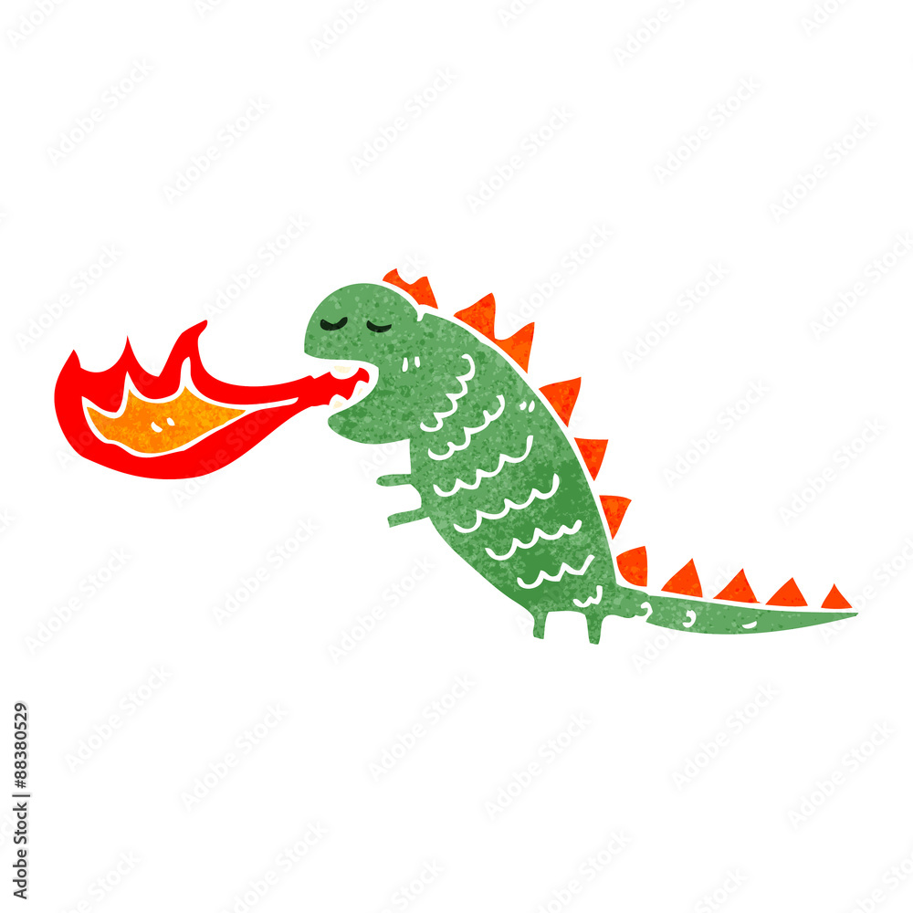 Fototapeta premium retro cartoon fire breathing monster