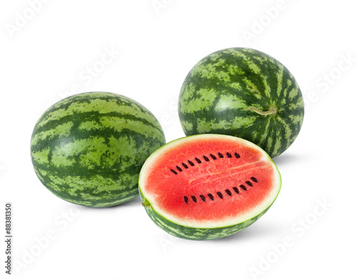 Closeup of watermelon on white background 