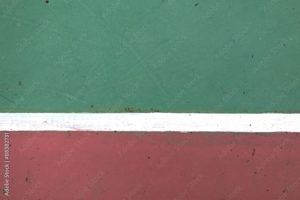 Red and green cement floor horizontal style