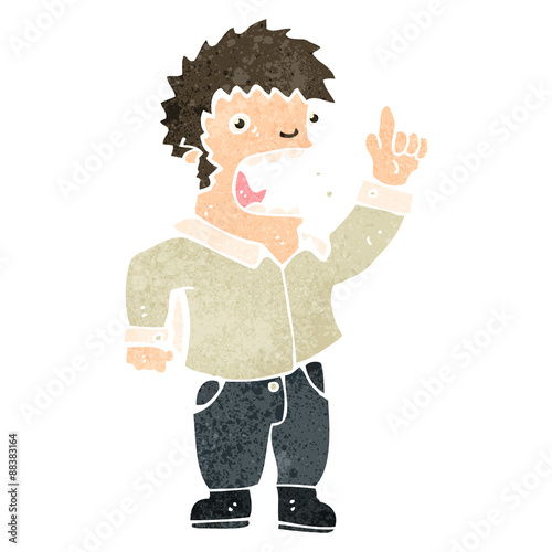 retro cartoon man with sudden idea