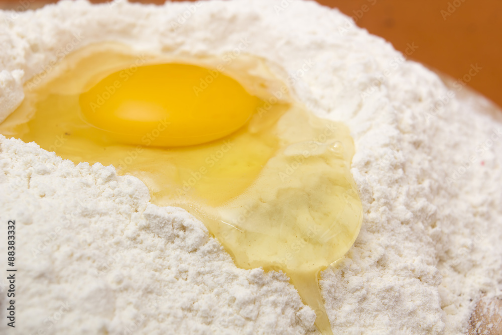 Chicken egg in the flour Chicken egg in the flour