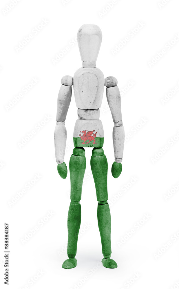 Wood figure mannequin with flag bodypaint - Wales Wood figure mannequin with flag bodypaint - Wales