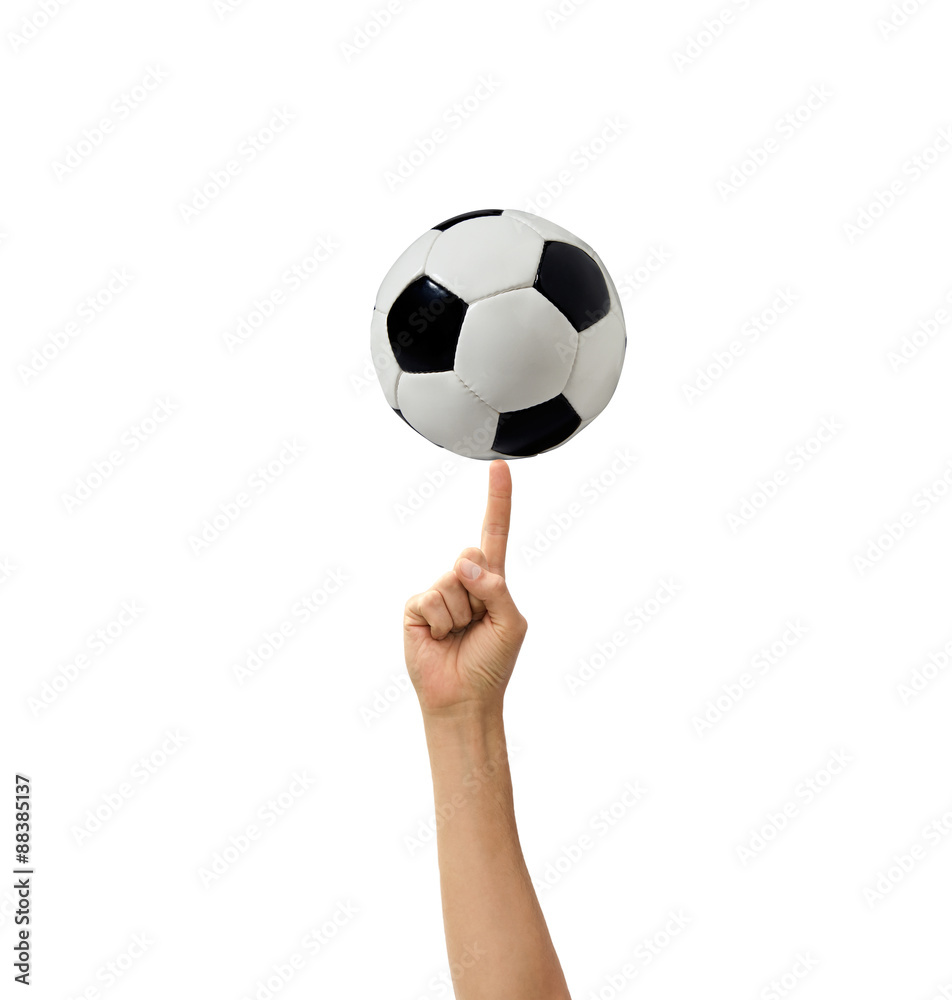 soccerball in a hand the isolated