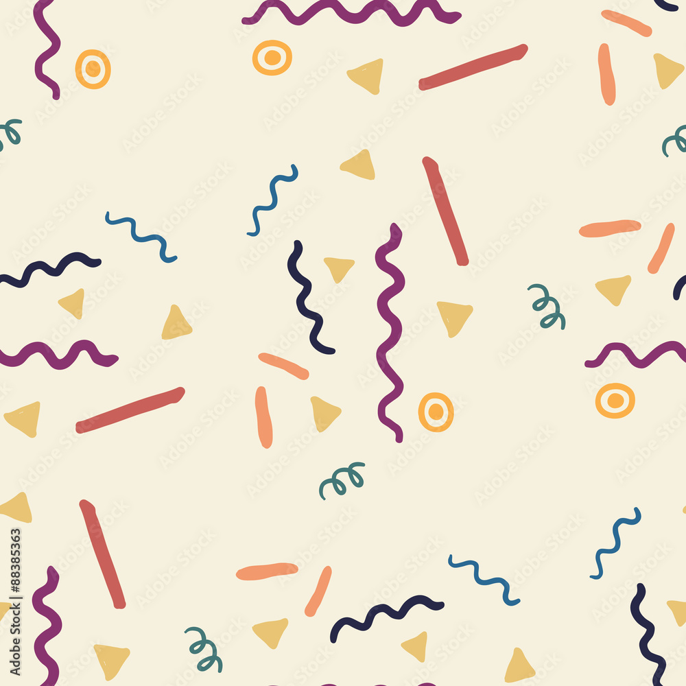 Party pattern with streamers and confetti. Seamless vector background in retro style Party pattern with streamers and confetti. Seamless vector background in retro style