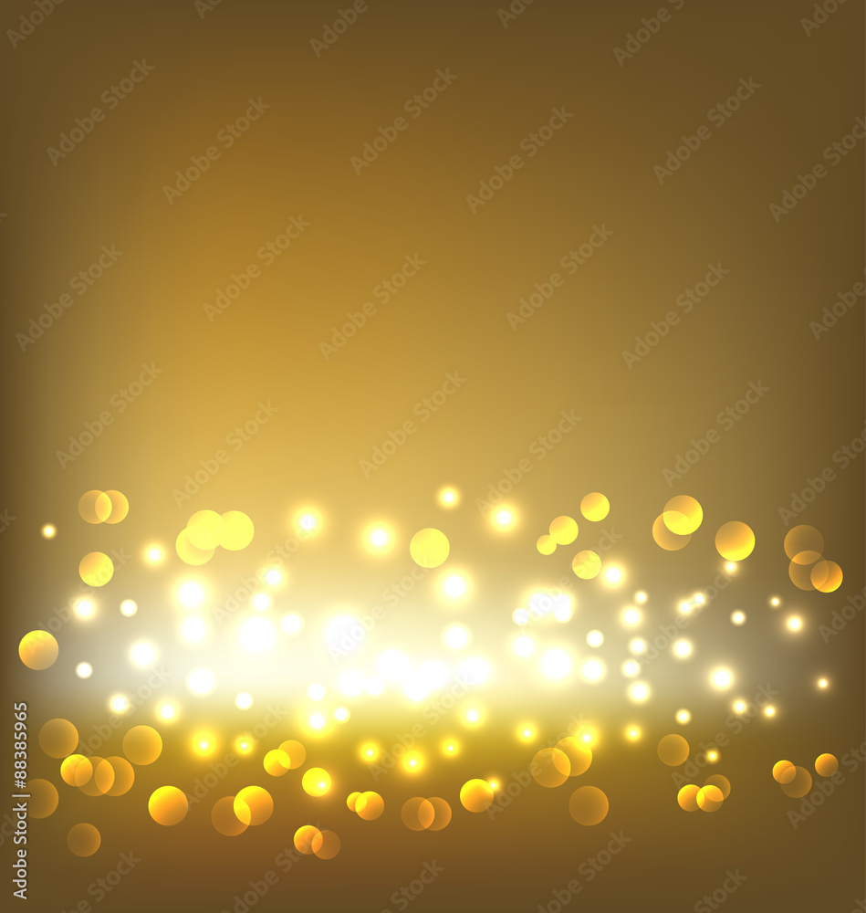 Gloden abstract background with bokeh lights