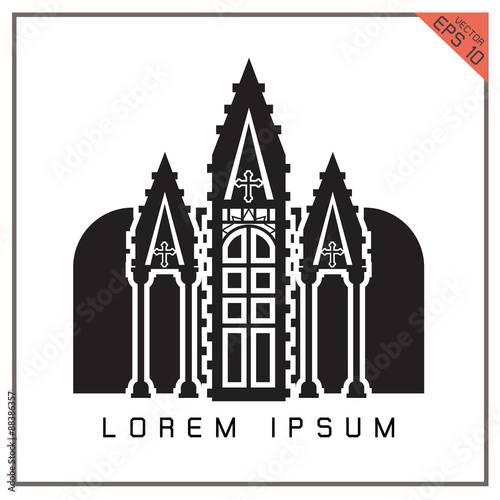 vector black Church icon on white background