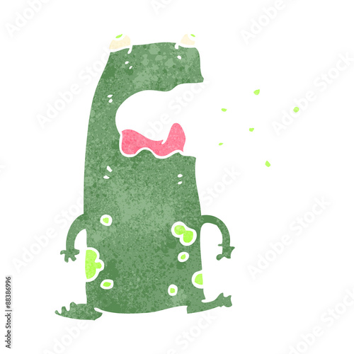 retro cartoon burping frog