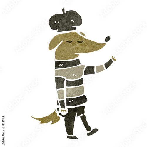 retro cartoon cool french dog