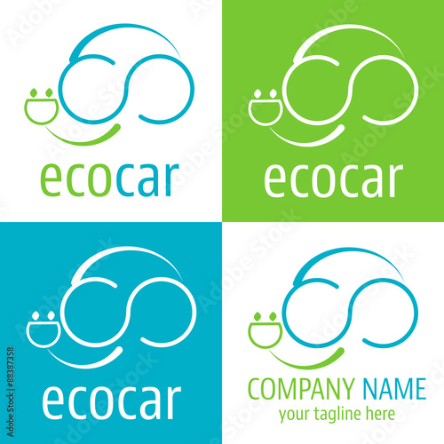 Logo ecologic car - outline and rounded icon