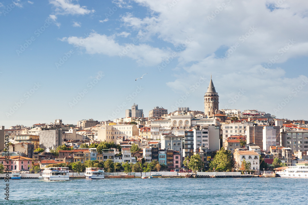 Istanbul, Galata tower, view of the city. Beautiful cityscape
