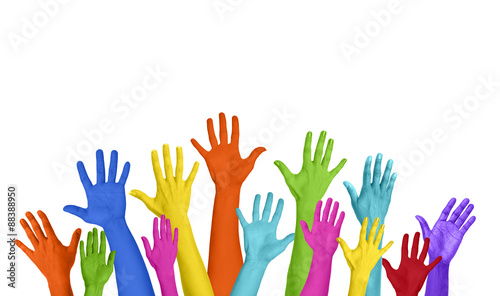 Multicolored Arms Outstretched Copy Space Expressing Positivity