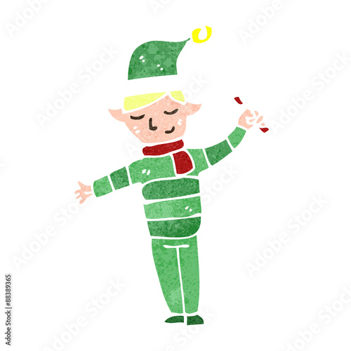 retro cartoon christmas elf