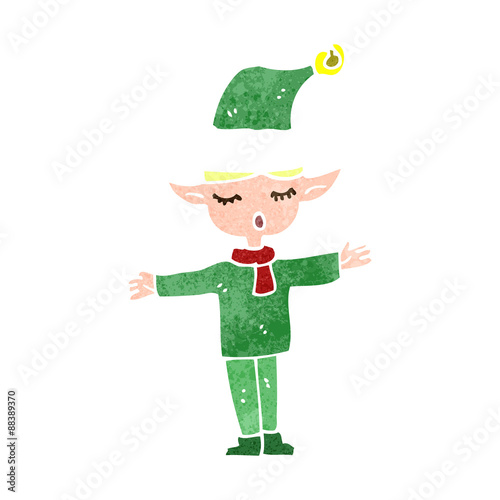 retro cartoon christmas elf