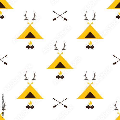 Cute seamless pattern camping