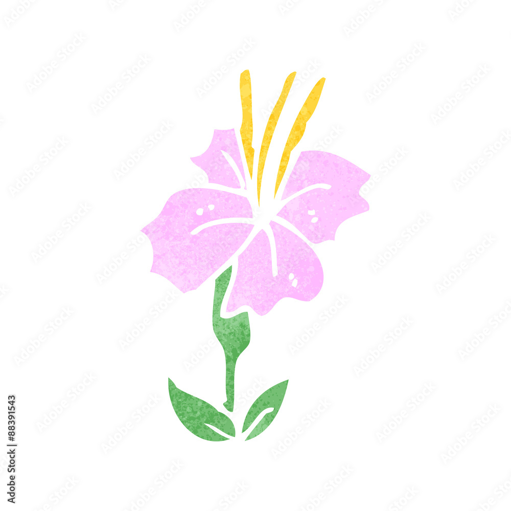 retro cartoon pink flower