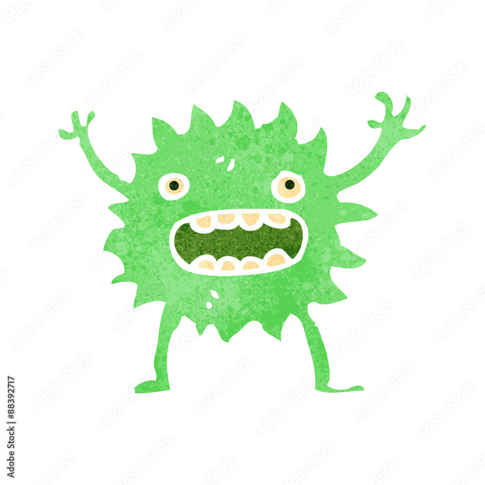 retro cartoon little green monster retro cartoon little green monster