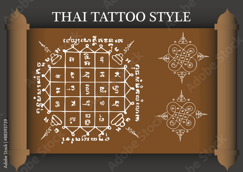 Thai Tattoo Ancient style. Vector template