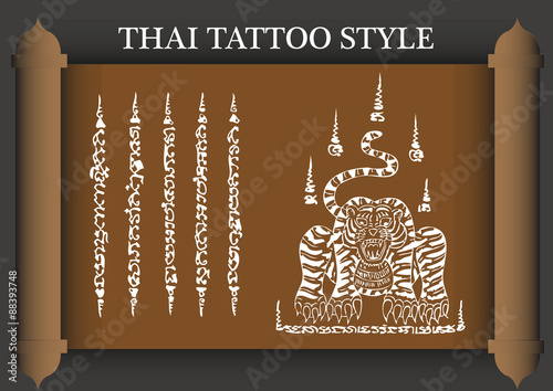 Thai Tattoo Ancient style. Vector template