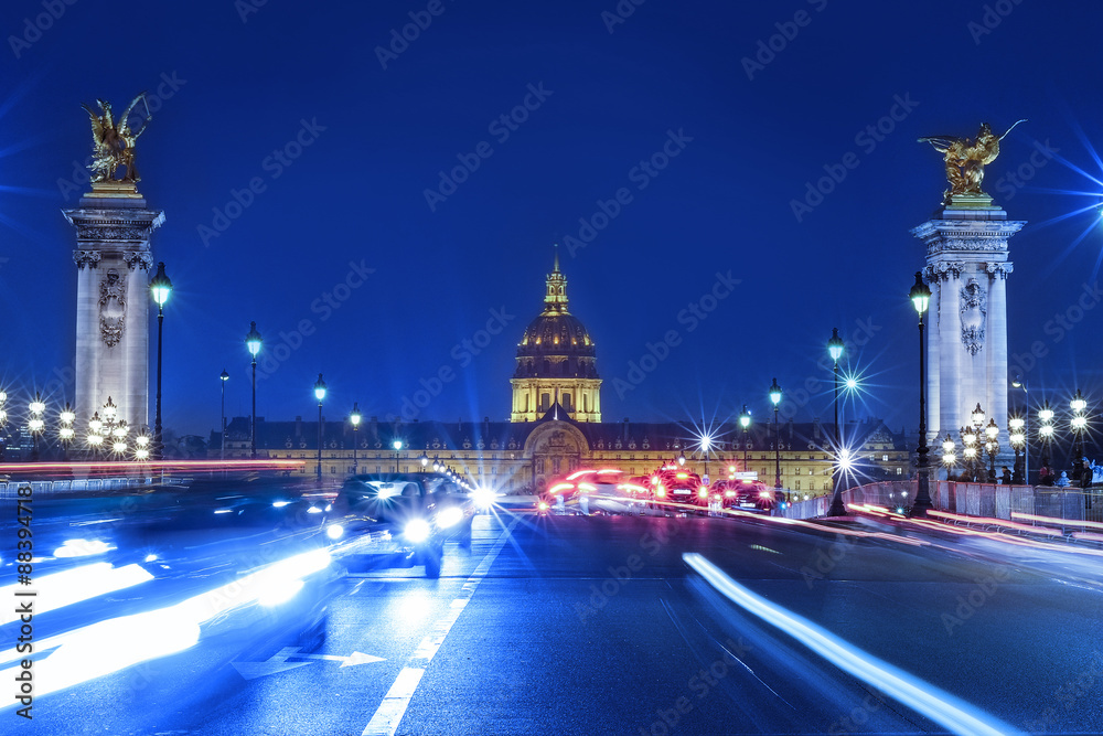 Traffic jam in front of Les Invalides in Par